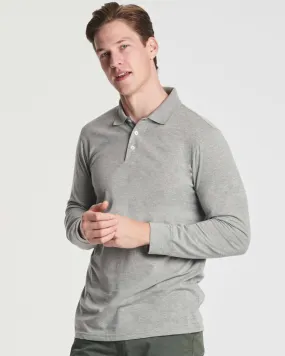 3 Pack: Men's Cotton Jersey Long-Sleeve Polo Shirt (Available in Big & Tall)