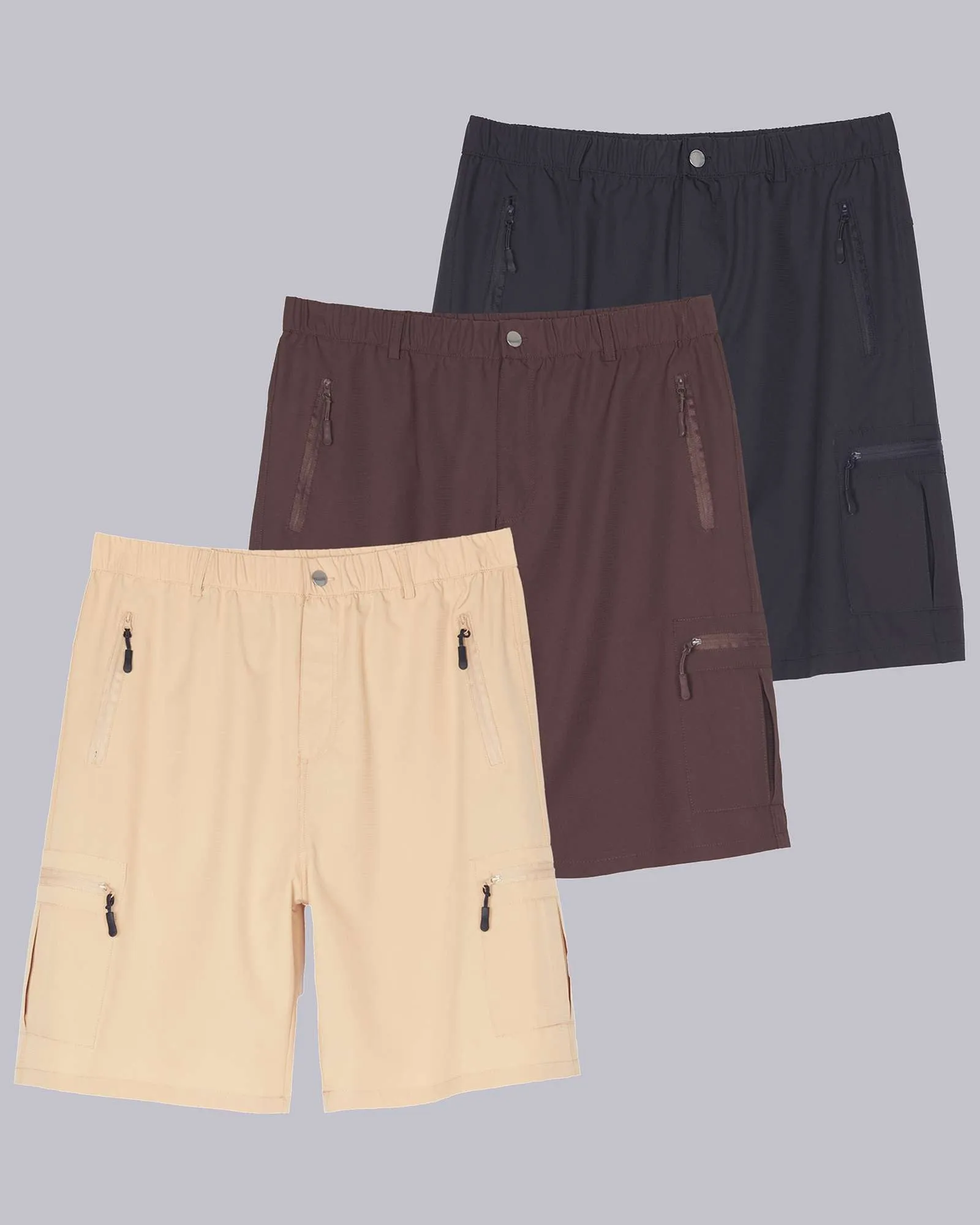 3 Pack: Men's Hiking Cargo Shorts