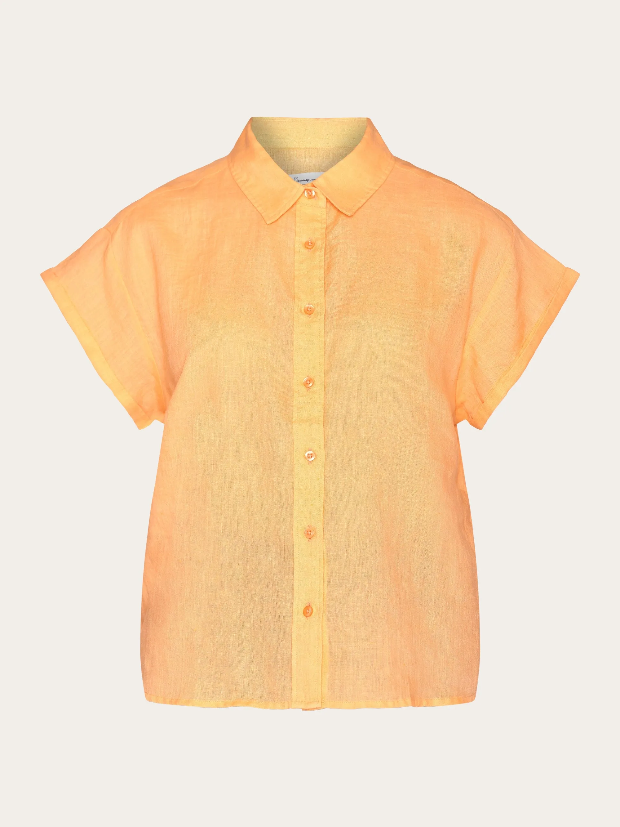 ASTER fold up short sleeve linen shirt - Cadmium Orange