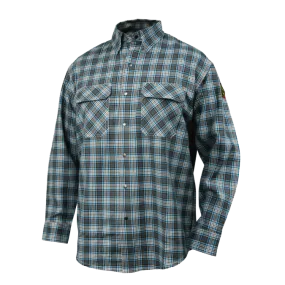 Black Stallion FR Cotton Work Shirt Gray Plaid - FS9-PGY