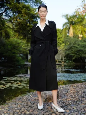 Black Triacetate Trench Coat