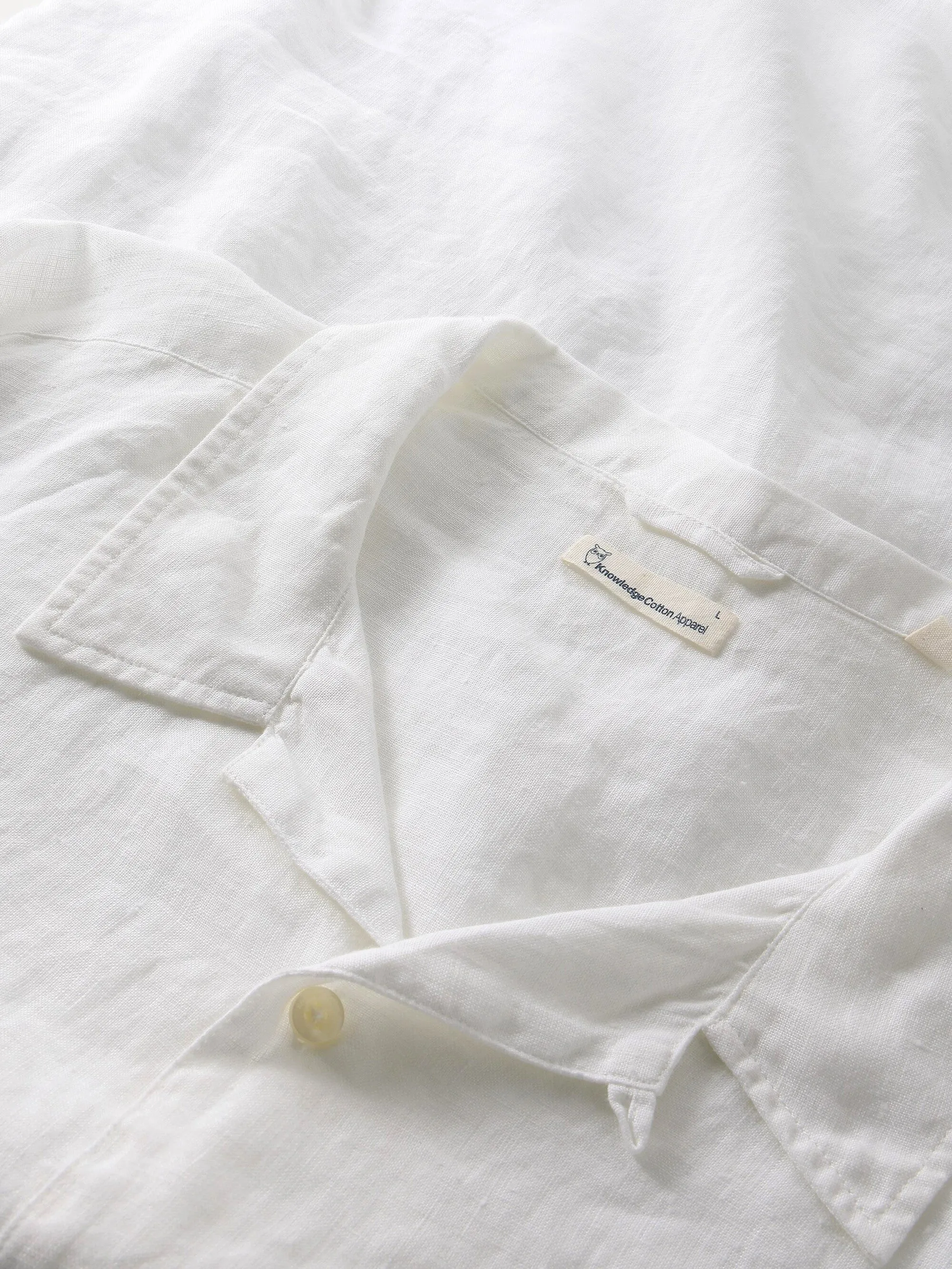 Box fit short sleeved linen shirt - Bright White