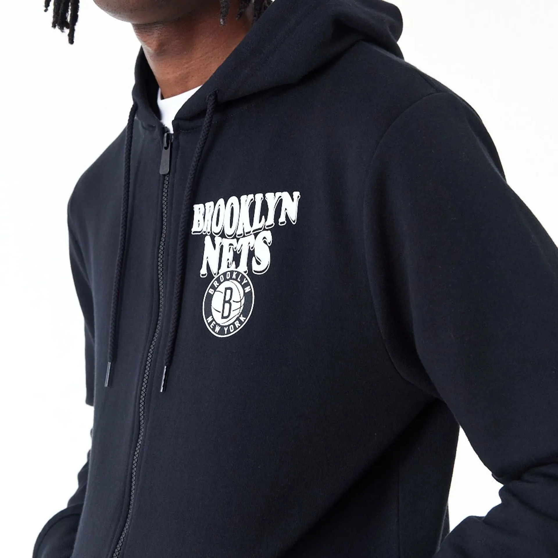 Brooklyn Nets NBA Script Black Full Zip Hoodie