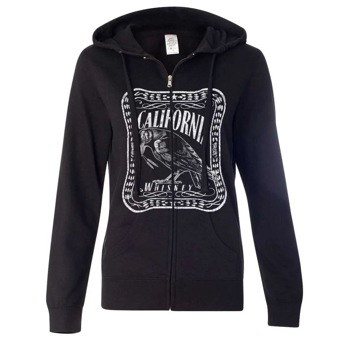 California Crow Whiskey Ladies Lightweight Fitted Zip-Up Hoodie