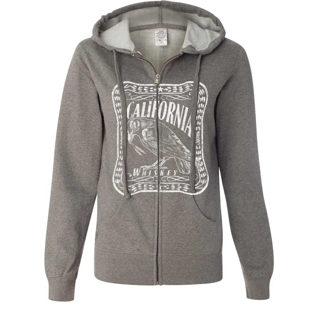 California Crow Whiskey Ladies Lightweight Fitted Zip-Up Hoodie