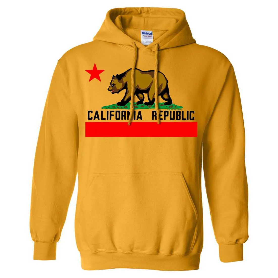 California Republic Borderless Bear Flag Black Text Sweatshirt Hoodie