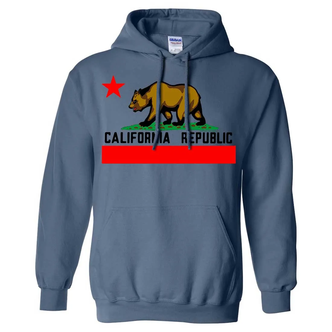 California Republic Borderless Bear Flag Black Text Sweatshirt Hoodie