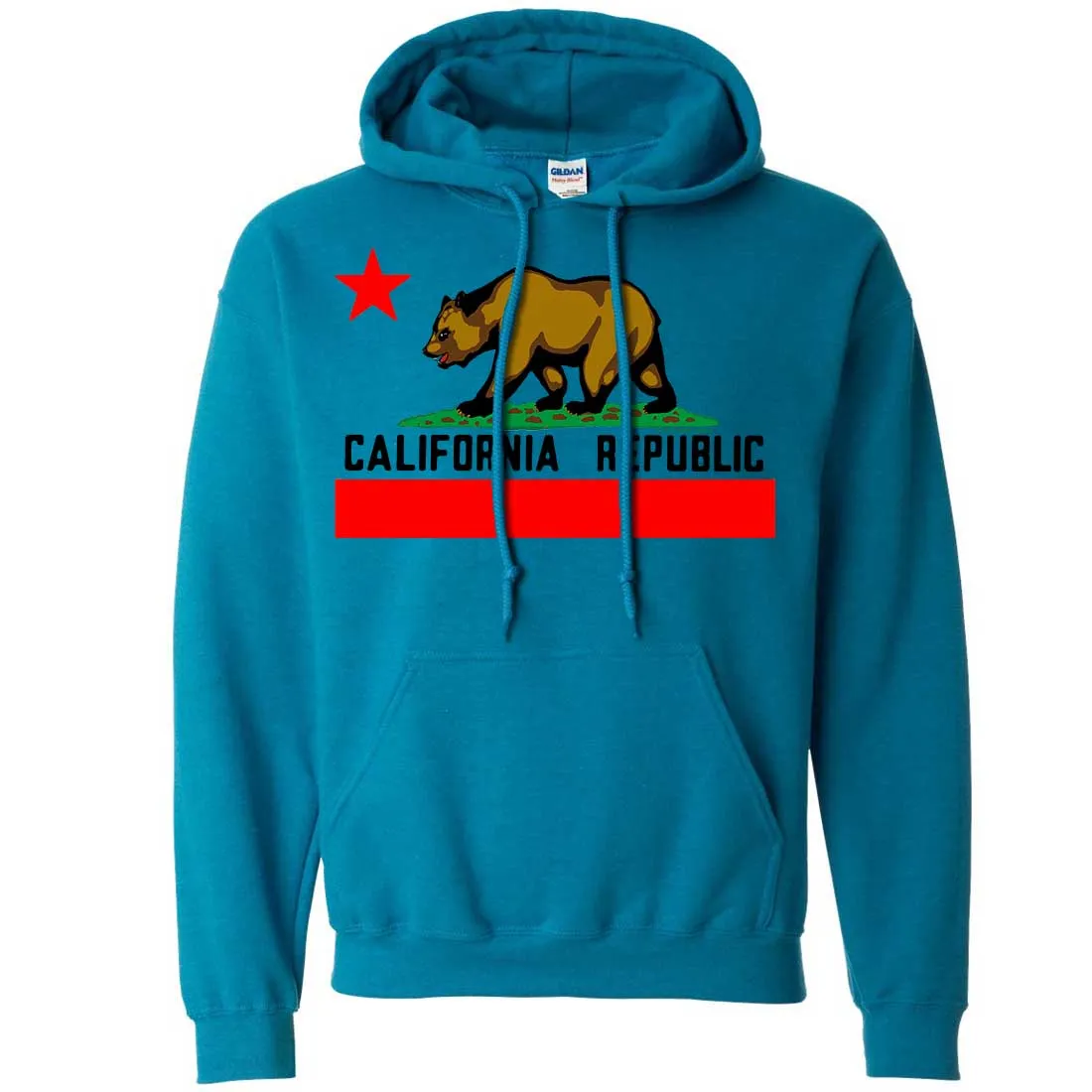 California Republic Borderless Bear Flag Black Text Sweatshirt Hoodie