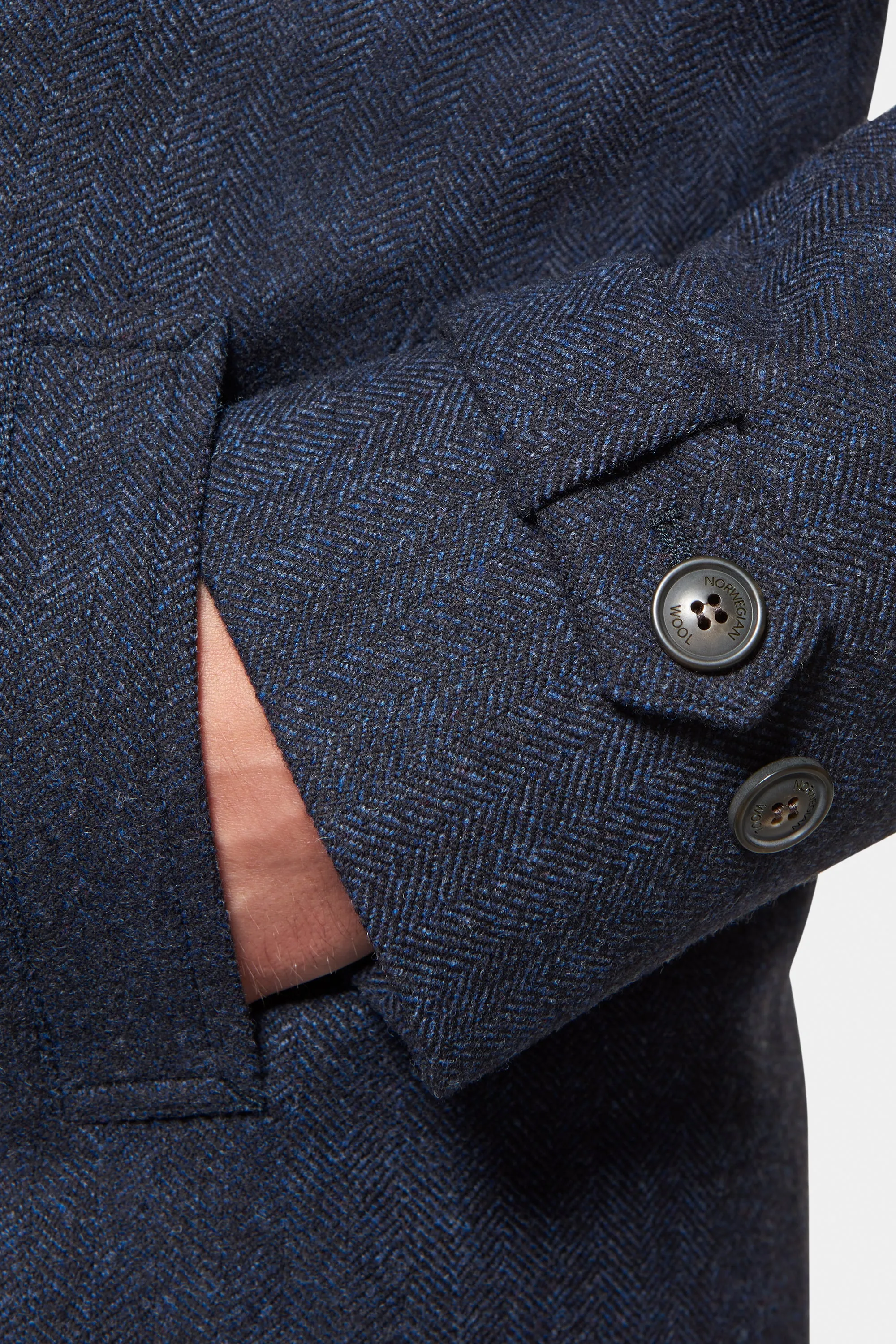 Cashmere Wool Topcoat, British Blue Herringbone