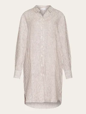 Classic striped linen dress - GOTS/Vegan - Brown stripe