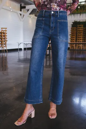 Dinah Denim Utility Jeans, Dark Denim