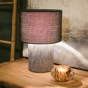 Dinky Cement Lamp with Linen Shade 32cm