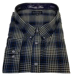 Falcon Bay Classics Navy/Royal/White Plaid Woven Dress Shirt