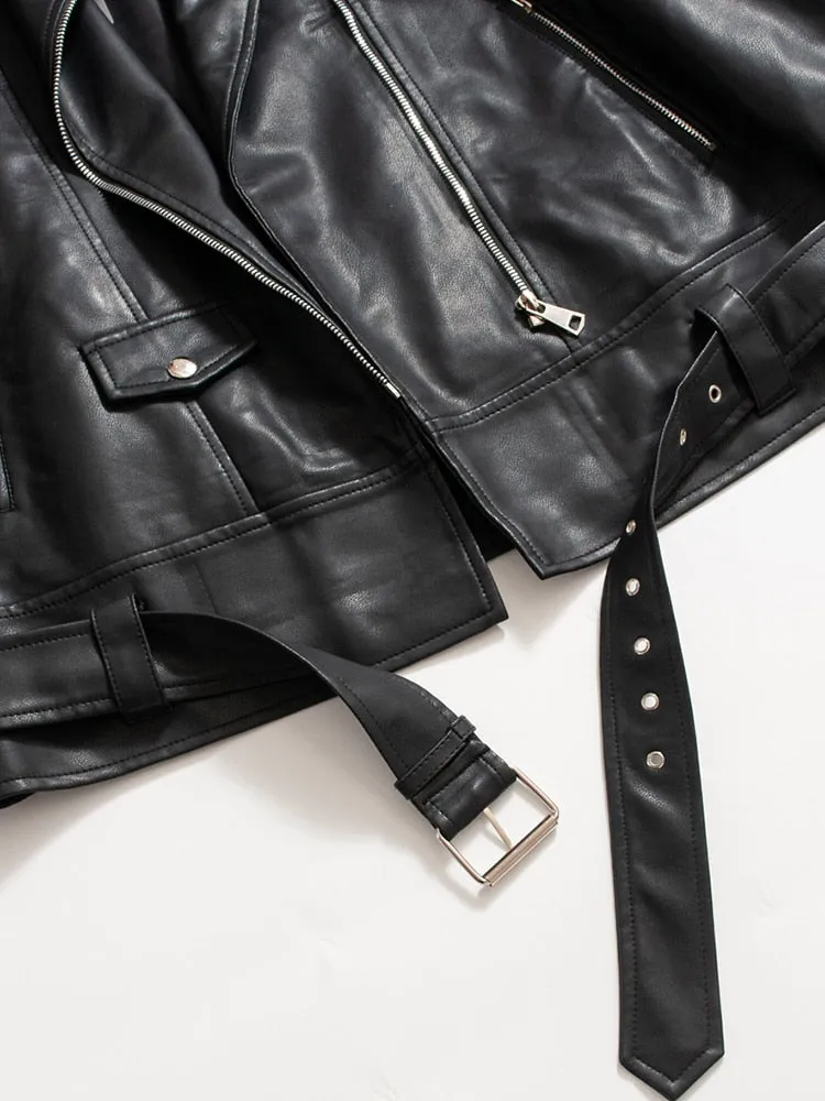 Fashion Leather Jacket with Belt