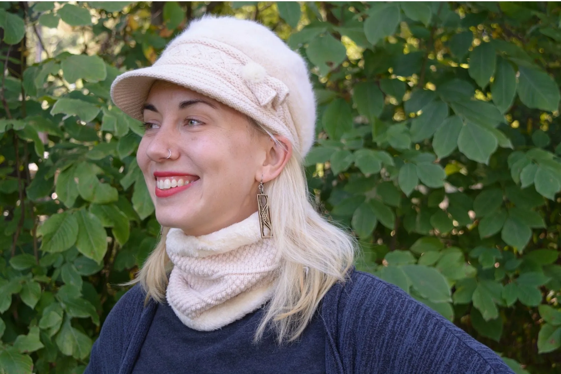 Fur Lined Hat and Scarf Set