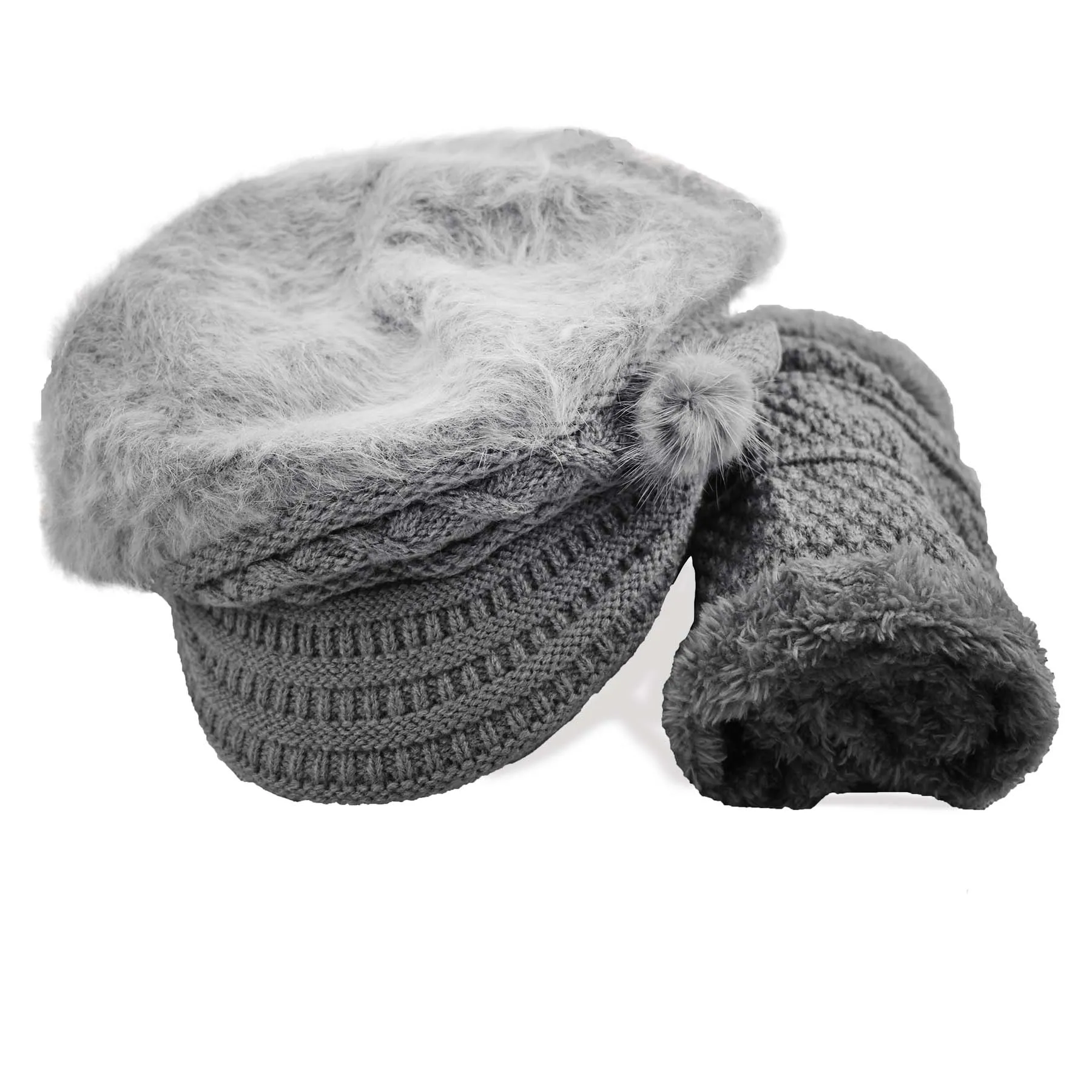 Fur Lined Hat and Scarf Set