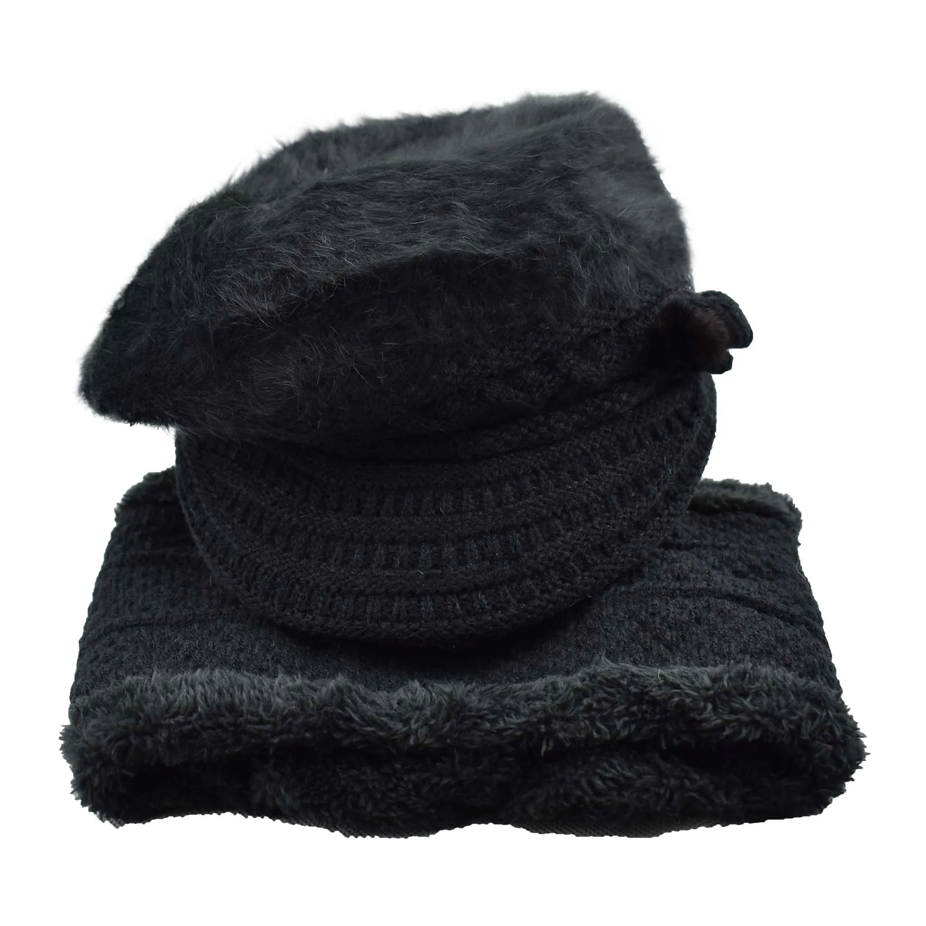 Fur Lined Hat and Scarf Set