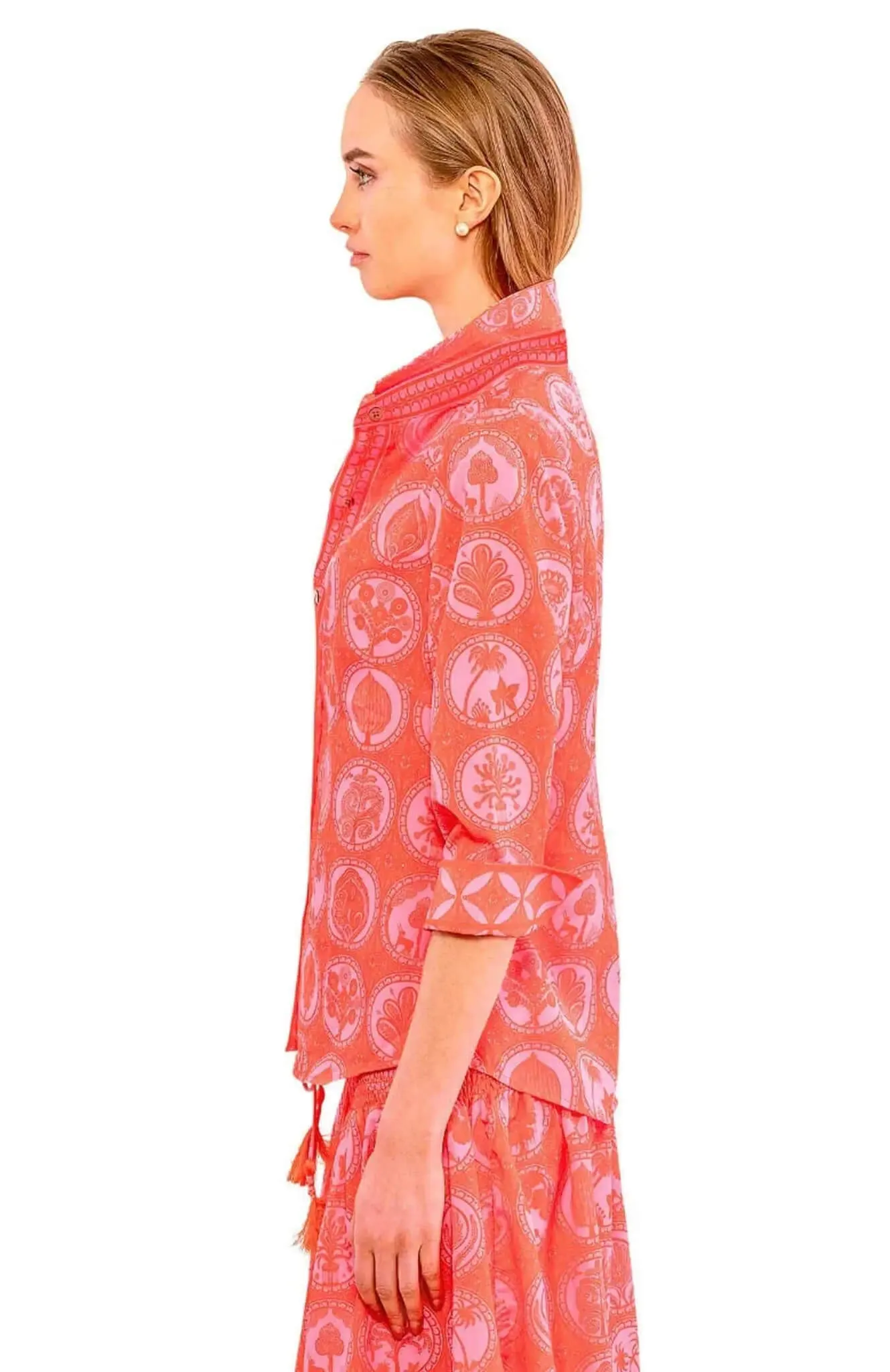 Gretchen Scott Boyfriend Shirt - Circle Of Love - Pink/Red*