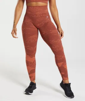 Gymshark Adapt Camo Seamless Leggings - Storm Red/Cherry Brown