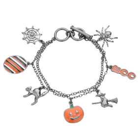 Halloween Boo Pumpkin Witch Spider Cobweb Toggle Bracelet