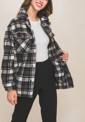 Imogen Sherpa Fleece Plaid Jacket