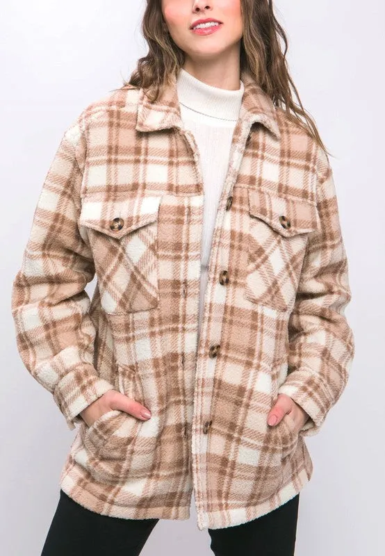 Imogen Sherpa Fleece Plaid Jacket