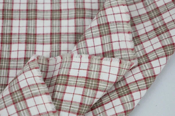 LA FINCH 5 yard precut: 5 yards of Irish Linen Plaid Red and Natural Spence Bryson Woven 167 GSM