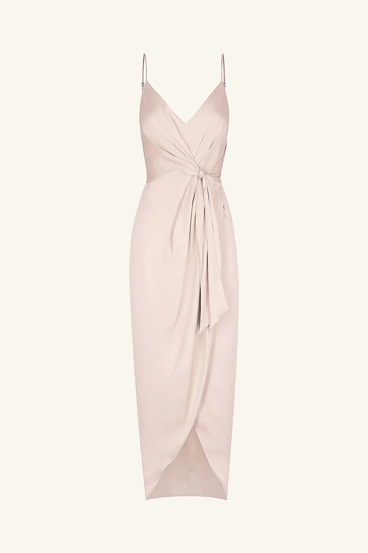 LUXE TIE FRONT COCKTAIL DRESS - PORCELAIN