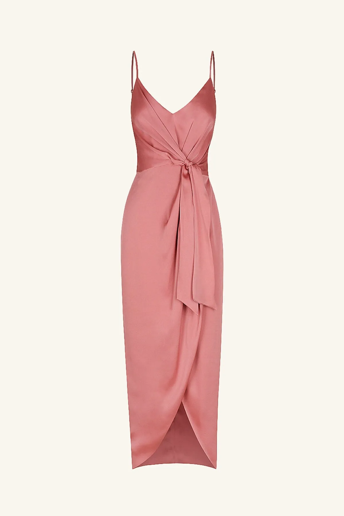 LUXE TIE FRONT COCKTAIL DRESS - ROSE