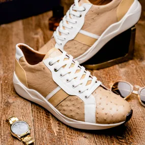 Marco Di Milano LYON II Ostrich and Calfskin Orix/White Sneakers