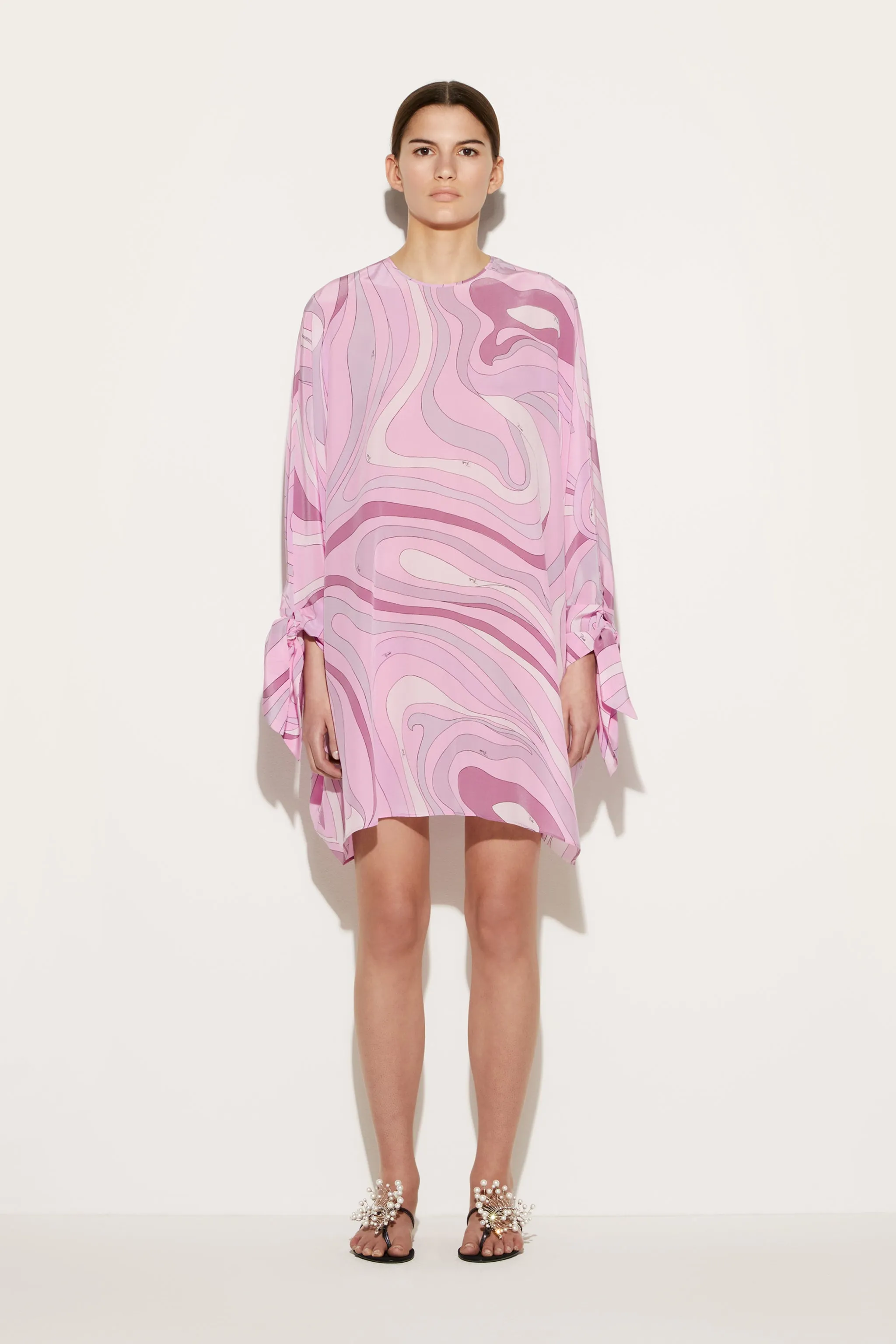 Marmo-Print Silk Kaftan