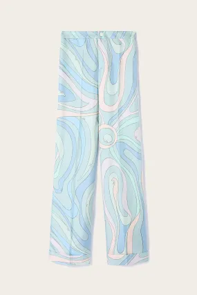 Marmo-Print Silk-Twill Trousers