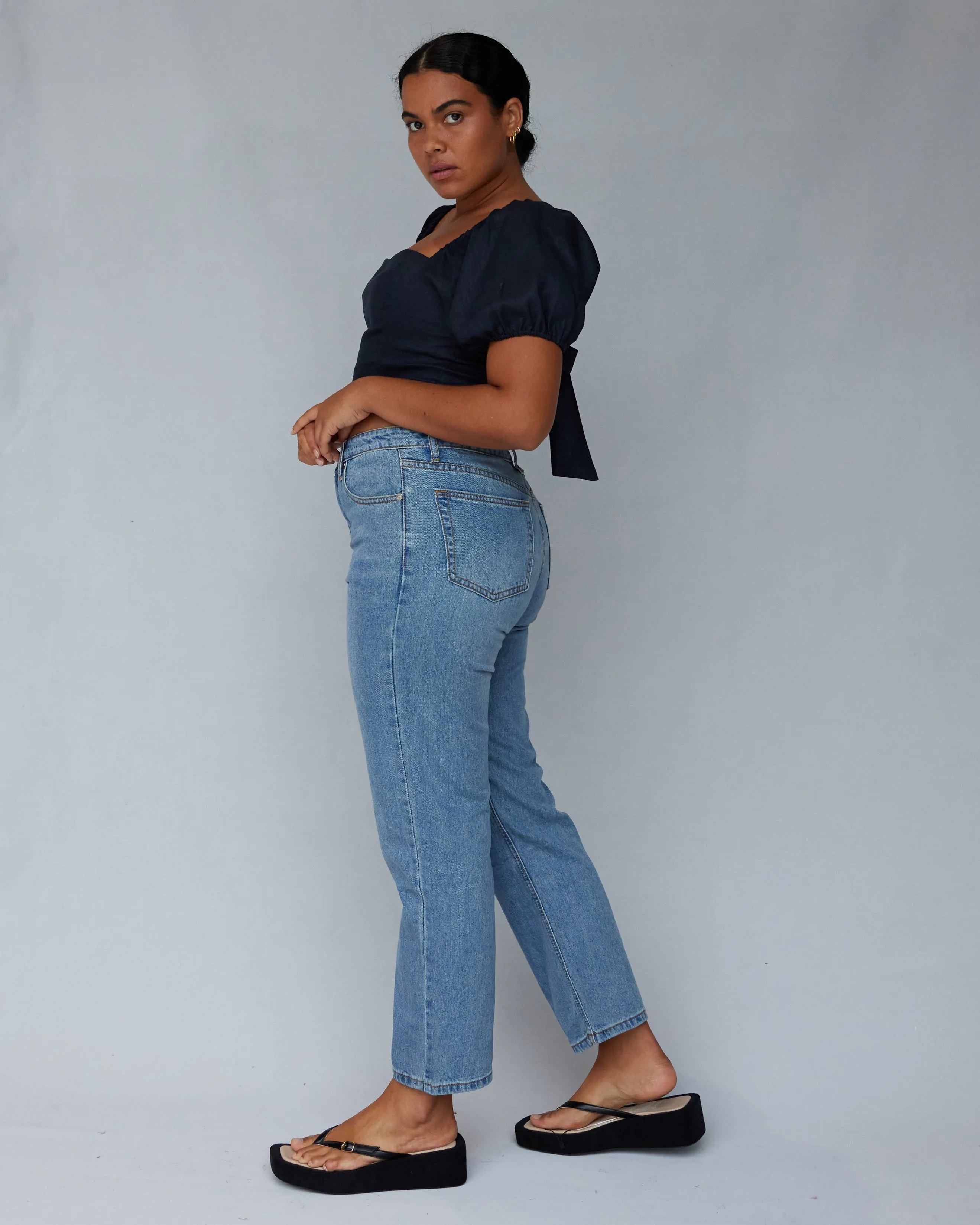 Muse Linen Top - Navy