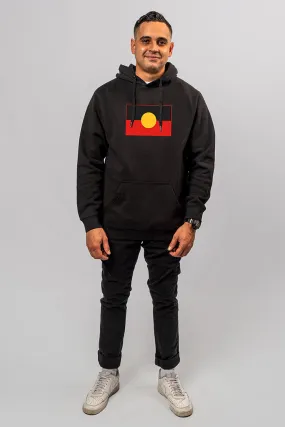 "Raise the Flag" Aboriginal Flag (Large) Black Premium Cotton Blend Unisex Hoodie