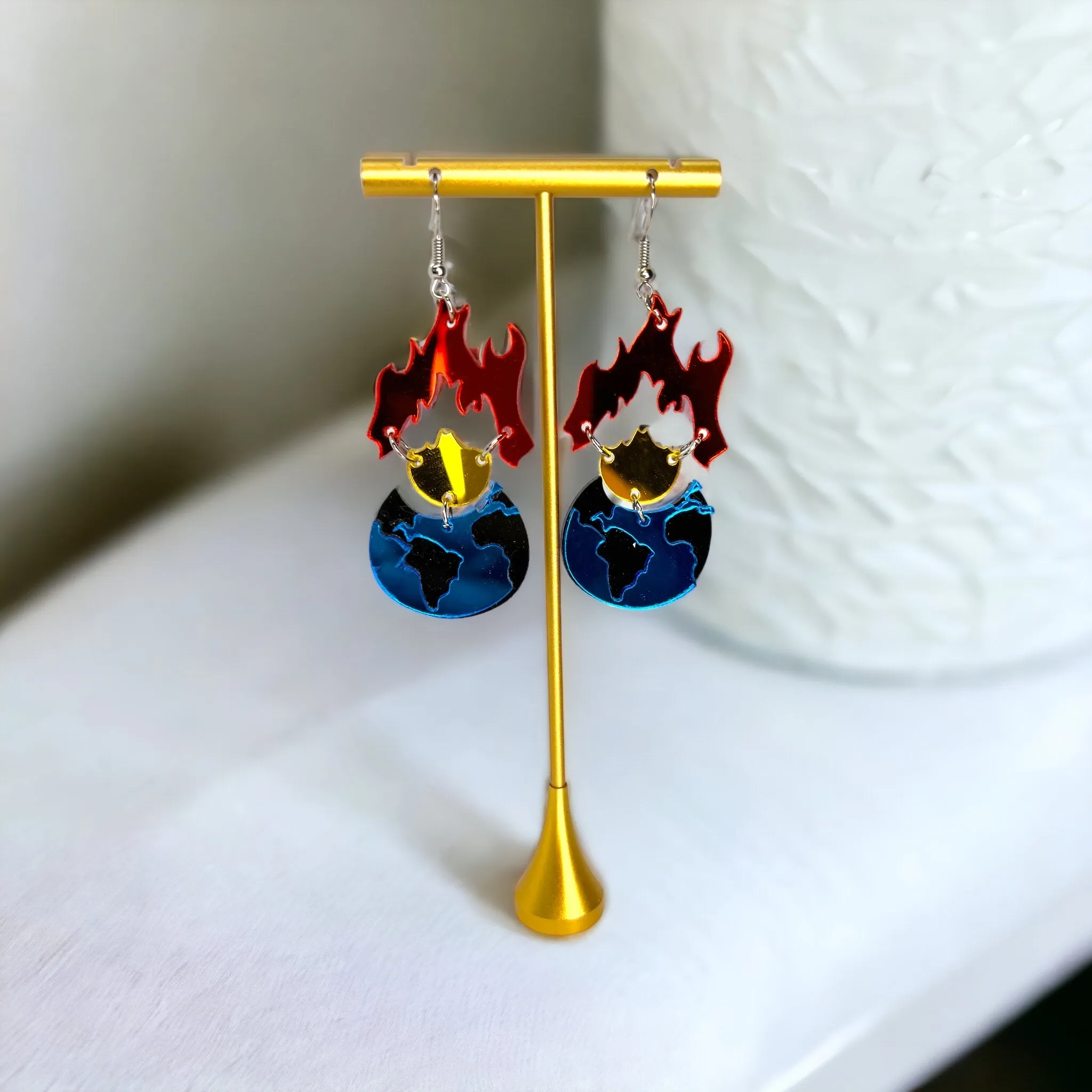 "Save Our Earth" Dangle Earrings - Fun Jewelry for Climate Control!