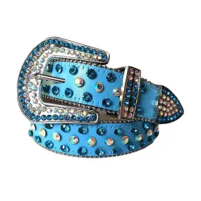 Rhinestone Blue And Chromatic Belt With Blue Strap