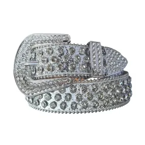 Rhinestone Diamond Belt With Gray Glitter Strap