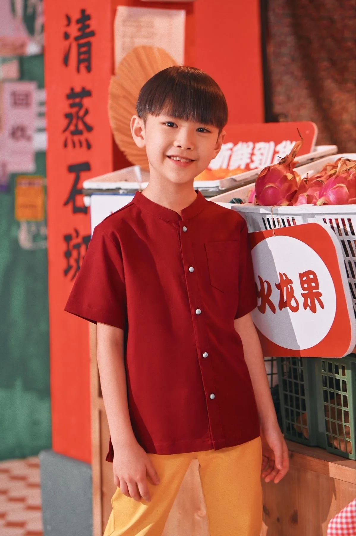 The Chinatown Mandarin Shirt - Maroon