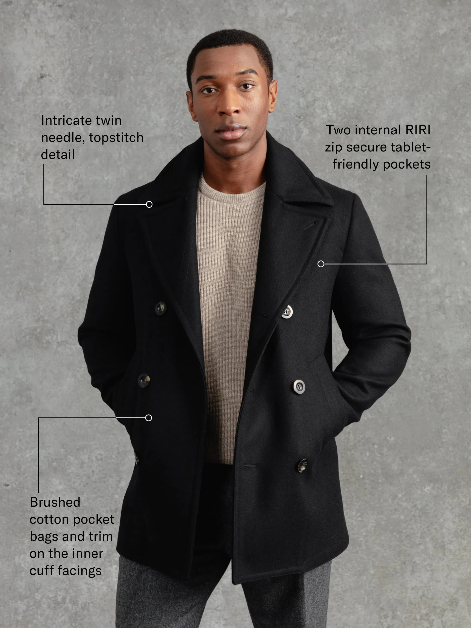 The Manchester Peacoat - Black