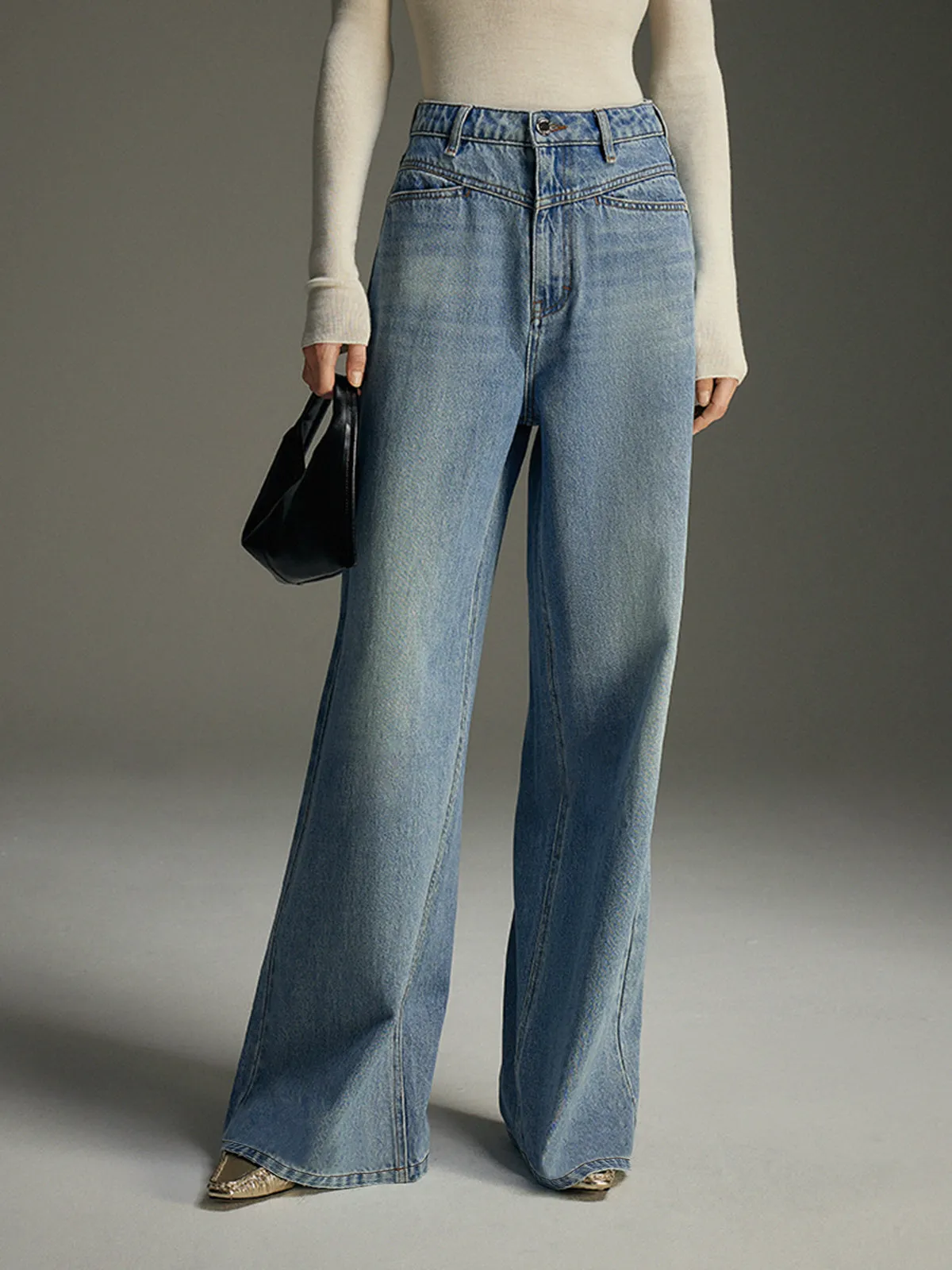 Wide-Leg Denim Jeans