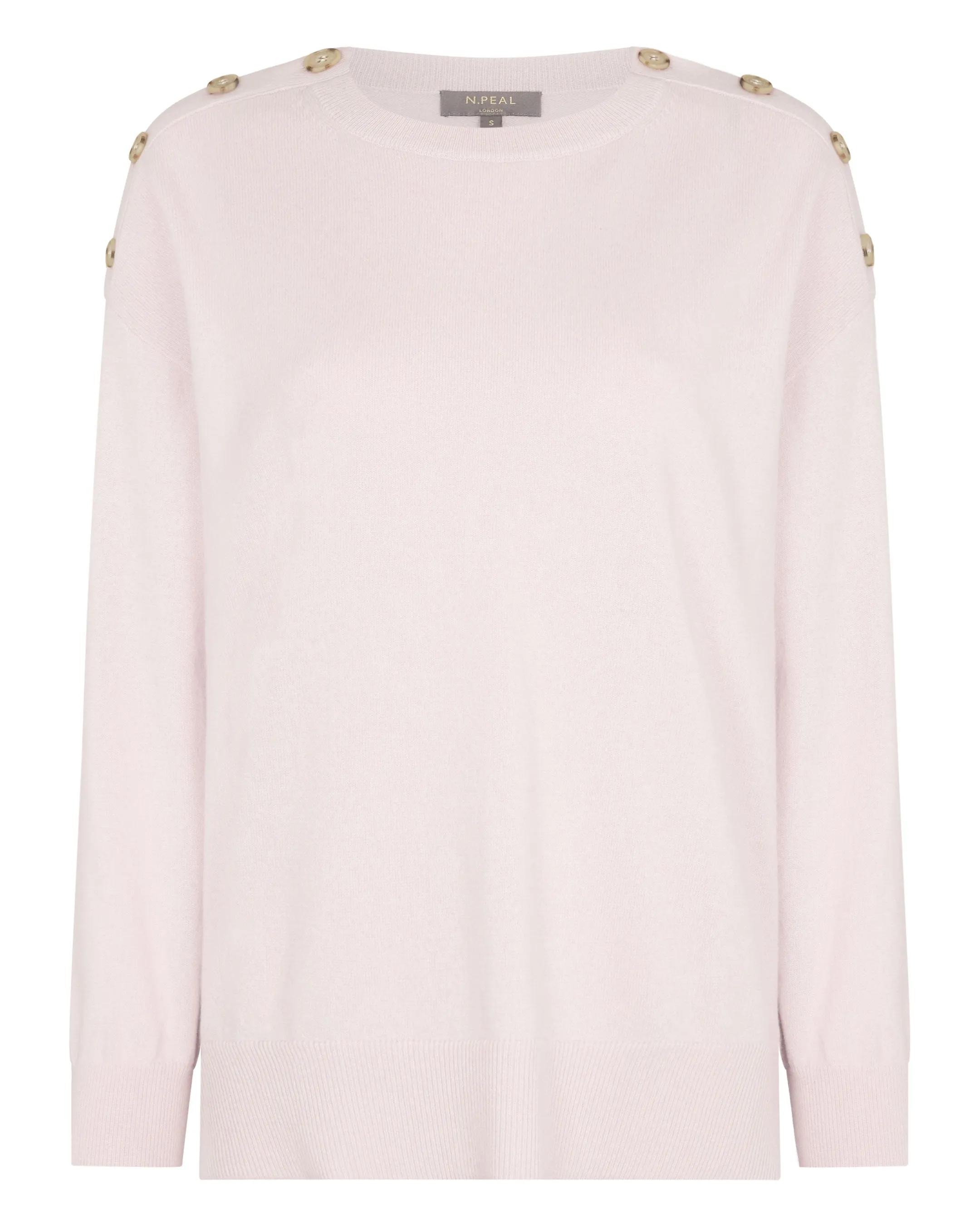 Women's Button Shoulder Cashmere Jumper Quartz Pink